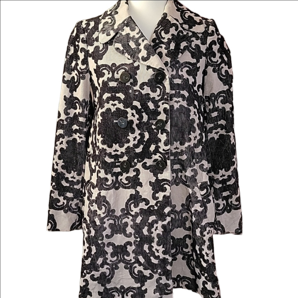 Anthropologie Leifnotes Black and White Patterned Corduroy Women's Jacket Size 4
